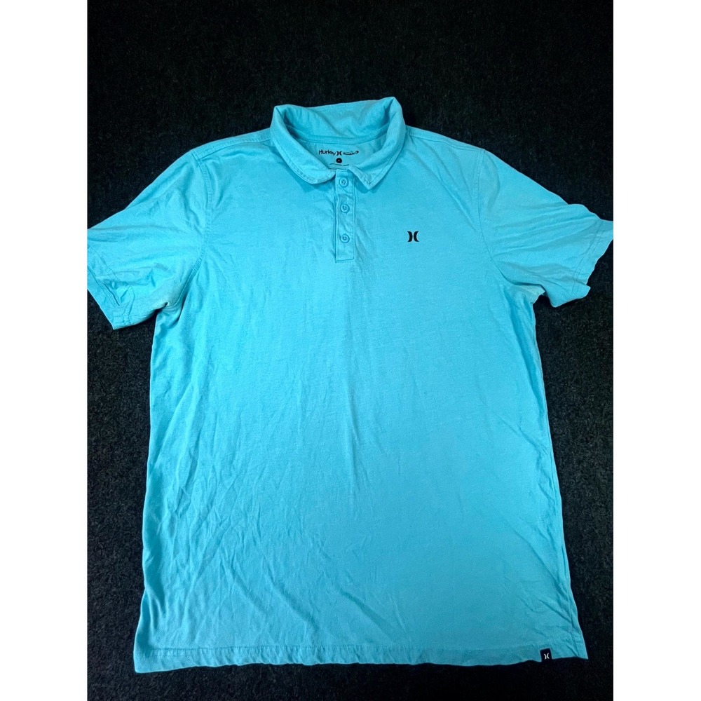 Hurley x Buckle Polo Shirt Mens Large Aqua Blue Logo Short Sleeve Golf Tennis